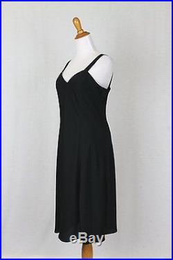 Vintage The Gilberts for Tally Black 1940's Style Silk Crepe Slip Dress Medium 8