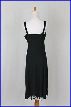 Vintage The Gilberts for Tally Black 1940's Style Silk Crepe Slip Dress Medium 8