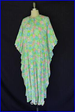 Vintage The Lilly Pulitzer accordian pleat tropical Hawaiian caftan dress maxi