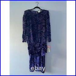Vintage The Silk Farm Dress Purple Velvet Two Piece Slip Dress Women's 12