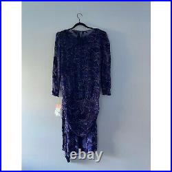 Vintage The Silk Farm Dress Purple Velvet Two Piece Slip Dress Women's 12