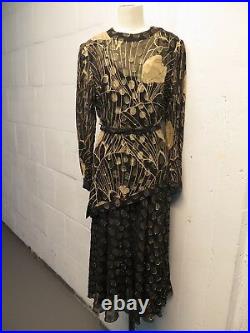 Vintage The Silk Farm Sheer Silk Floral Silk Two Piece Dress Sz 10/M