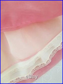 Vintage Toddler Girls Sheer Pink Nylon Lace Party Dress Childrens Clothes Slip