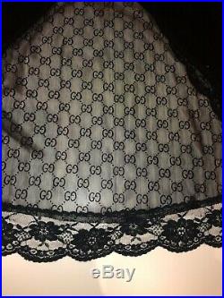 Vintage Tom Ford By Gucci Runway 98 Black Mesh Slip GG Baby Doll Dress Size M