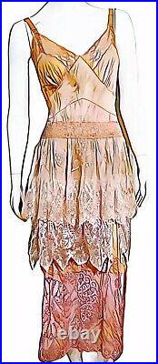 Vintage UPCYCLED REWORKED RECYCLED 1950s-1970s Slip & Wedding Lace Dress MED/LG