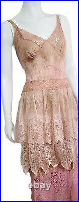 Vintage UPCYCLED REWORKED RECYCLED 1950s-1970s Slip & Wedding Lace Dress MED/LG