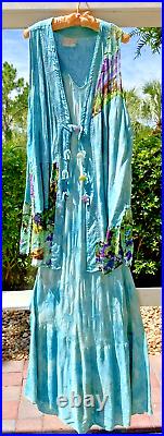 Vintage URU Turquoise Blue Sleeveless Slip Maxi Dress OS