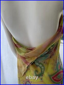 Vintage Ungaro Parallele 2000s Y2K Silk Chiffon Brightly Patterned Slip Dress