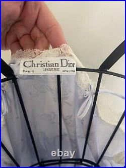 Vintage Union Made Christian Dior Baby Blue Floor Length Slip Dress Size Small