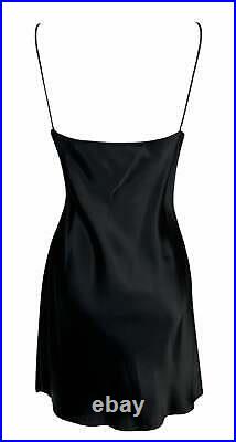 Vintage Unworn 1995 Dolce & Gabbana Black Satin Mini Slip Dress