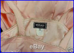 Vintage VERSACE JEANS COUTURE pink dress with pink & white checkerboard slip 44