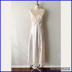 Vintage VICTORIA'S SECRET Gold Label Satin Long Slip Dress Nightgown Slit Sz M