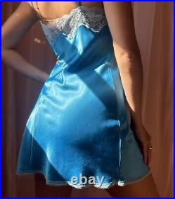 Vintage VS Blue Satin Lace Slip Dress