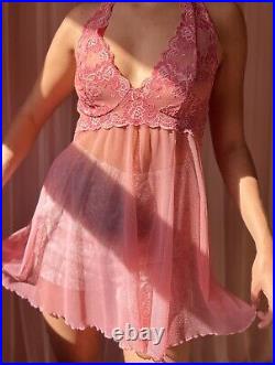 Vintage VS pink Sheer Lace Slip Dress