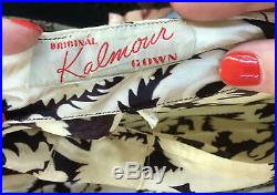 Vintage VTG 1940s 40s Satin Designer Kalmour Patterned Slip Dress Full Gown