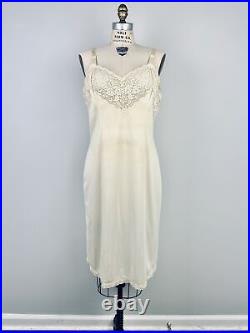 Vintage VTG lingerie slip dress 1940s nylon sheer lace nightgown