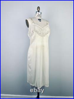 Vintage VTG lingerie slip dress 1940s nylon sheer lace nightgown