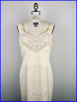 Vintage VTG lingerie slip dress 1940s nylon sheer lace nightgown