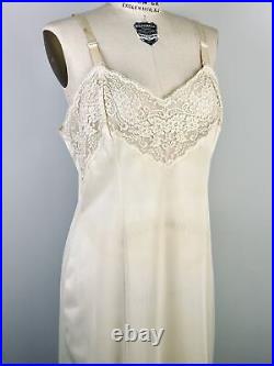 Vintage VTG lingerie slip dress 1940s nylon sheer lace nightgown