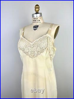 Vintage VTG lingerie slip dress 1940s nylon sheer lace nightgown