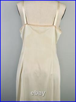 Vintage VTG lingerie slip dress 1940s nylon sheer lace nightgown