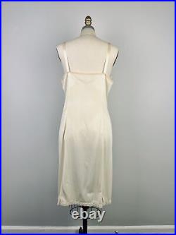 Vintage VTG lingerie slip dress 1940s nylon sheer lace nightgown