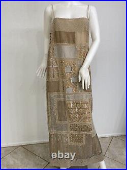 Vintage Valentino Boutique Fully Hand Beaded Silk Chiffon Slip Dress 35.5 bust