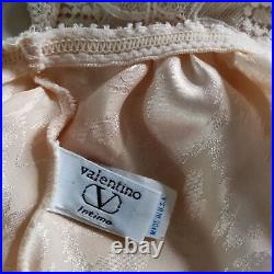 Vintage Valentino Intimo Half Slip Skirt Lace Peach Floral Elastic Slit Slinky M