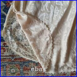 Vintage Valentino Intimo Half Slip Skirt Lace Peach Floral Elastic Slit Slinky M