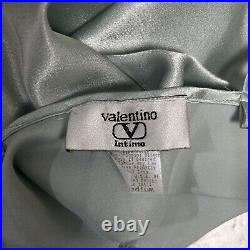 Vintage Valentino Intimo Slip Dress Robe Set Pale Green Lace Satin Chemise M