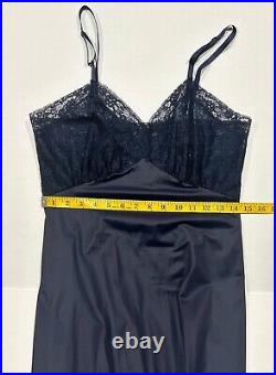 Vintage Van Raalte Full Slip Dress Blue Opaquelon Lace Nylon Nightgown Size 34