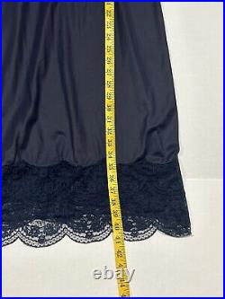 Vintage Van Raalte Full Slip Dress Blue Opaquelon Lace Nylon Nightgown Size 34