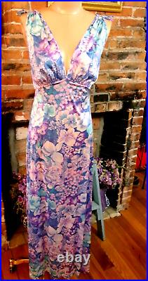 Vintage Vanity Fair 2 Pc Peignoir With Silky Gown & Robe Exotic Floral Print 34