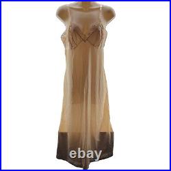 Vintage Vanity Fair Full Slip Dress Lace Nylon Cream Beige Lingerie Womens 34