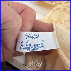 Vintage Vanity Fair Full Slip Dress Lace Nylon Cream Beige Lingerie Womens 34