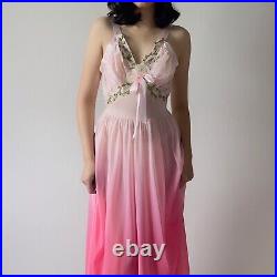 Vintage Vanity Fair Gradient Pink Sheer Slip Dress (S-M)