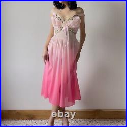 Vintage Vanity Fair Gradient Pink Sheer Slip Dress (S-M)