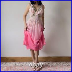 Vintage Vanity Fair Gradient Pink Sheer Slip Dress (S-M)