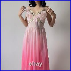 Vintage Vanity Fair Gradient Pink Sheer Slip Dress (S-M)