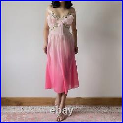 Vintage Vanity Fair Gradient Pink Sheer Slip Dress (S-M)