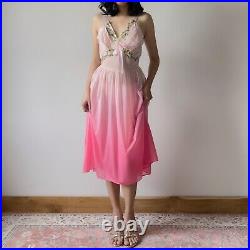 Vintage Vanity Fair Gradient Pink Sheer Slip Dress (S-M)