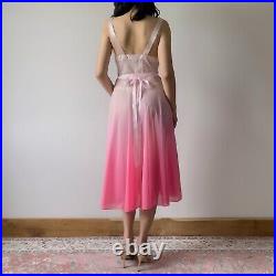 Vintage Vanity Fair Gradient Pink Sheer Slip Dress (S-M)