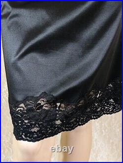 Vintage Vanity Fair Lingerie Shiny Slippery Lace Lingerie Black Dress Slip 38