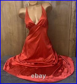 Vintage Vanity Fair Long Red Satin Nylon SZ 32 Flowing Nightie Dress Slip #15