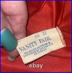 Vintage Vanity Fair Long Red Satin Nylon SZ 32 Flowing Nightie Dress Slip #15