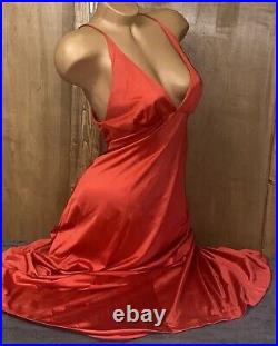 Vintage Vanity Fair Long Red Satin Nylon SZ 32 Flowing Nightie Dress Slip #15