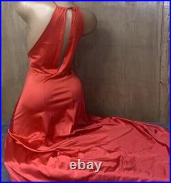 Vintage Vanity Fair Long Red Satin Nylon SZ 32 Flowing Nightie Dress Slip #15