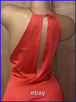 Vintage Vanity Fair Long Red Satin Nylon SZ 32 Flowing Nightie Dress Slip #15