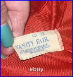 Vintage Vanity Fair Long Red Satin Nylon SZ 32 Flowing Nightie Dress Slip #15