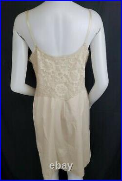 Vintage Vanity Fair Nude Lace Nylon Full Slip Dress Size 38 S Silky Lingerie USA